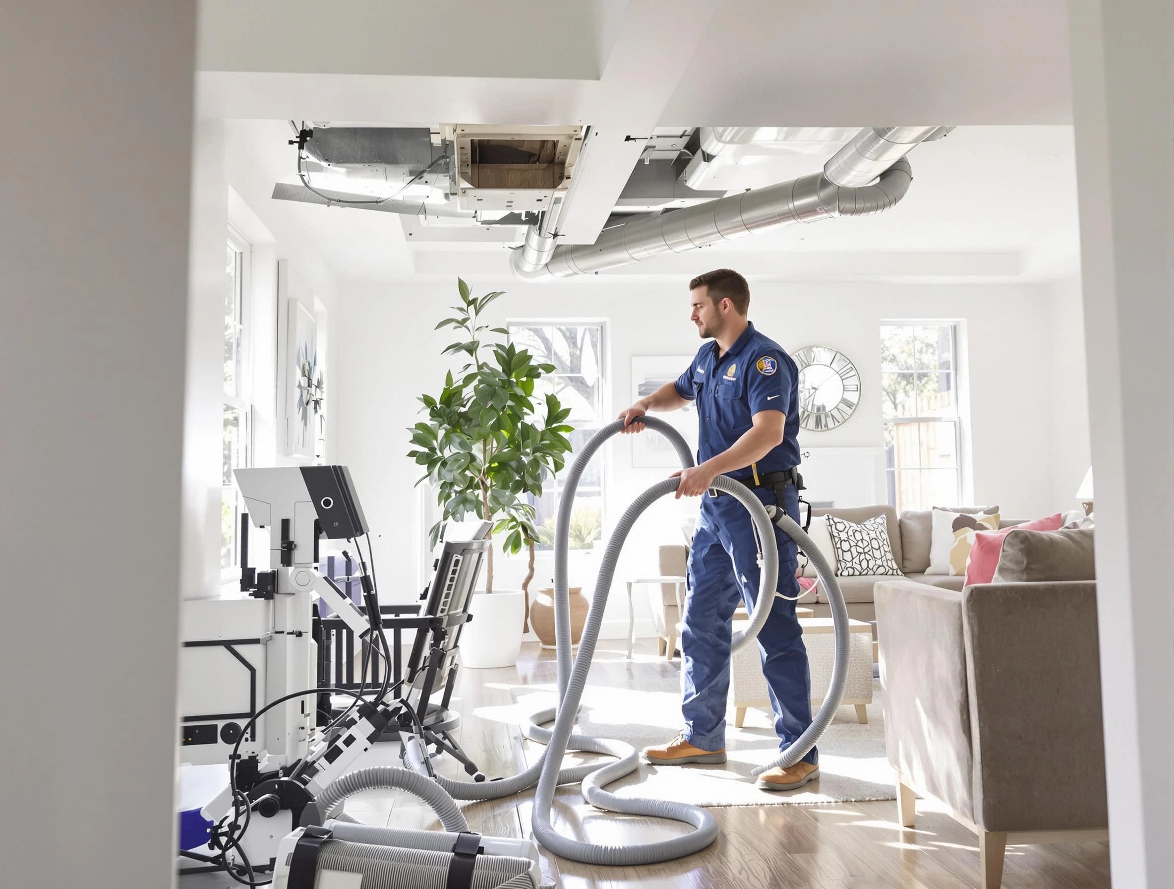 San Bernardino Air Duct Cleaning technician performing thorough AC duct cleaning for enhanced cooling efficiency in San Bernardino