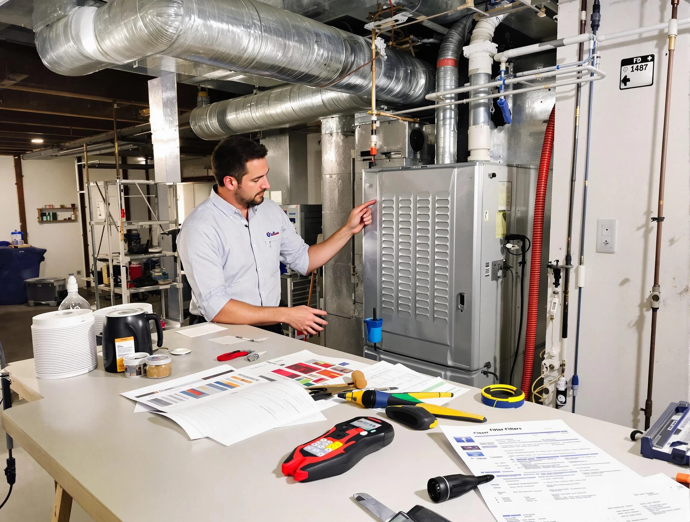 San Bernardino Air Duct Cleaning inspector conducting detailed filter system evaluation using professional diagnostic tools in San Bernardino