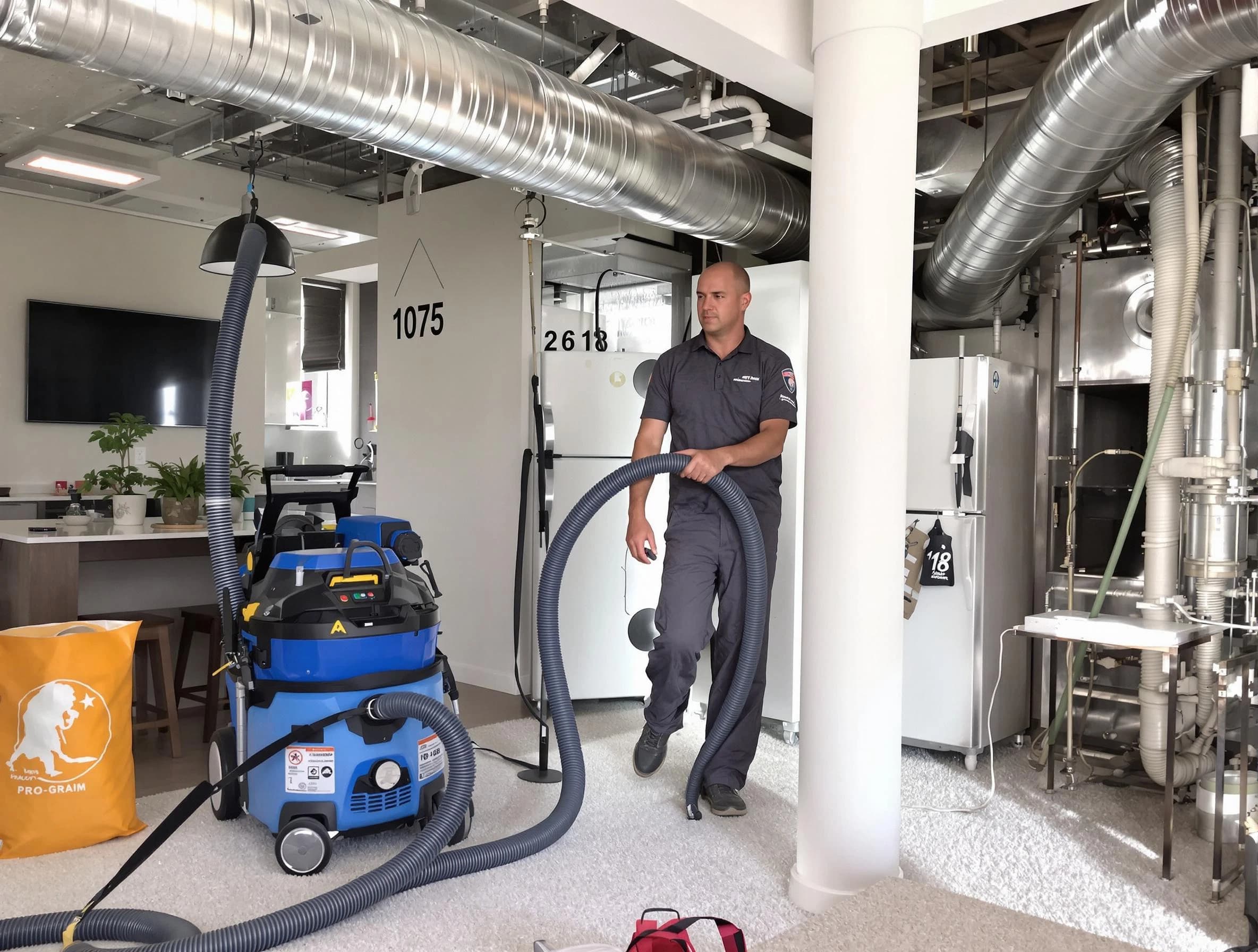 San Bernardino Air Duct Cleaning expert performing detailed indoor duct cleaning for improved air quality in San Bernardino